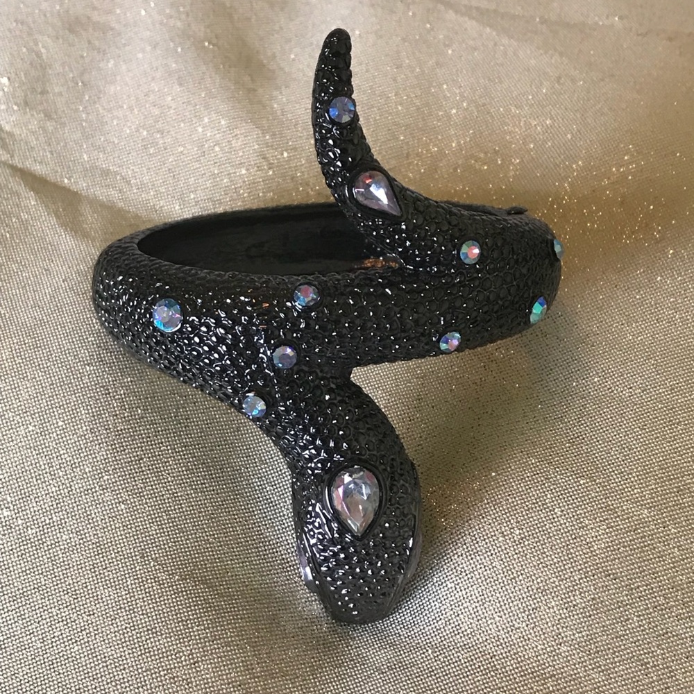 SOLD - GUESS black snake bracelet with crystals